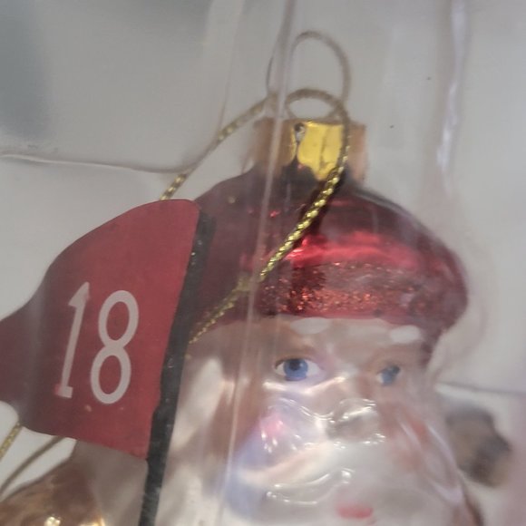 Christmas Holiday 18 Hole Golfer Santa Claus Glass Ornament Metallic Decor 5" - Picture 9 of 9